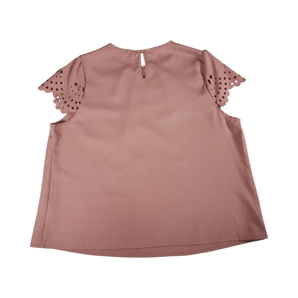 EMERY ROSE Mauve Pink Cutout Sleeve‎ Pleated Neckline Top Plus Size 1X - Picture 8 of 8